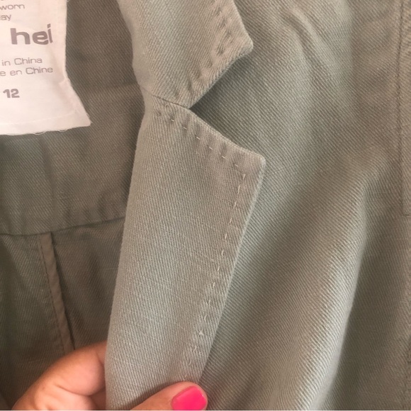Hey hei linen blend sage green utility jacket - Picture 4 of 12